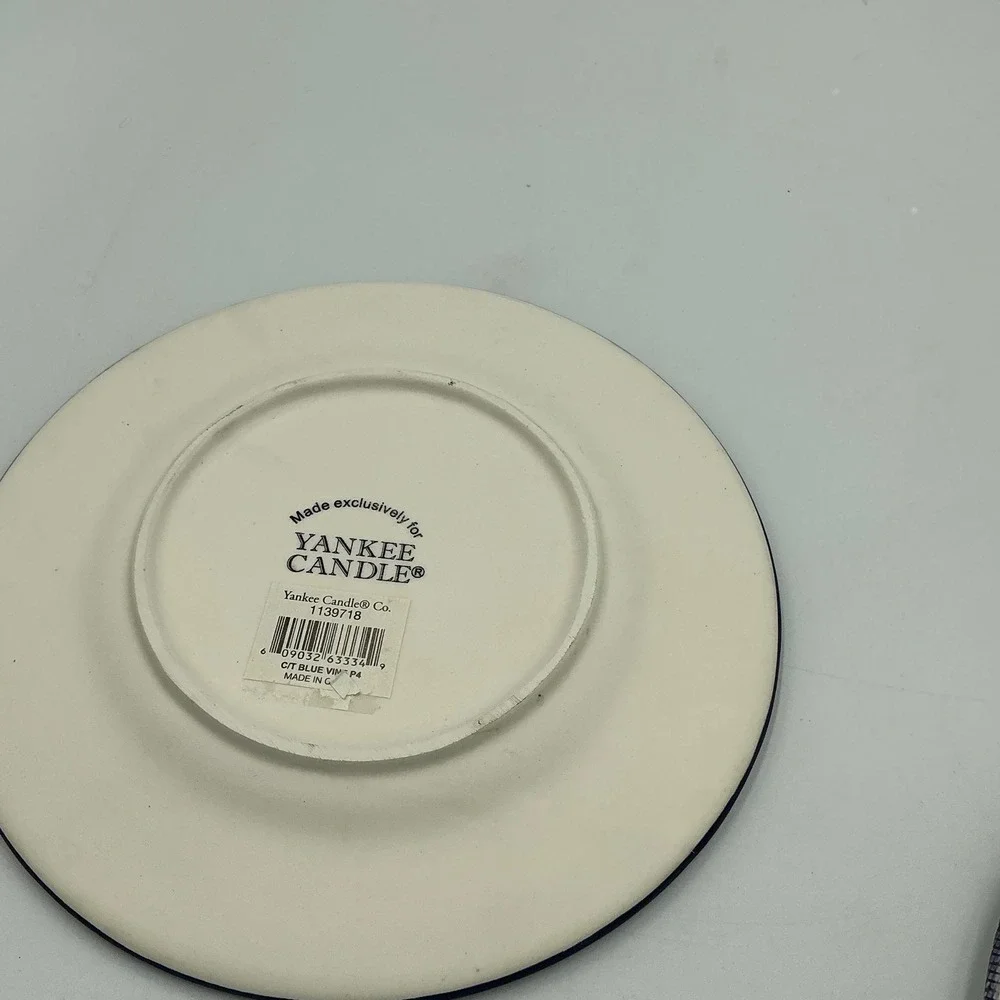 Yankee Candle Tart Warmer Plate‎ Shade Rare Print Set Blue Vine Floral Ceramic